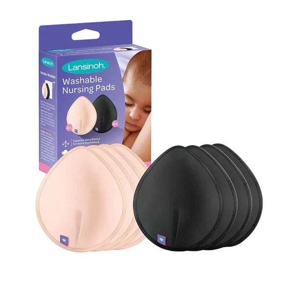 Lansinoh Coussinets d'allaitement lavables Rose & Noir - 8 unités